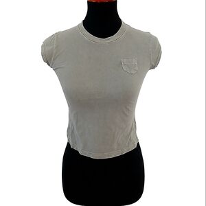 Vintage Guess Shrunken Pocket Tee Women's T-shirt Size Small Faded Olive Green